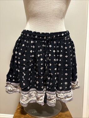Women's Black Printed Boho Shorts